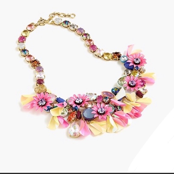 J. Crew Crystal flower statement necklace - Picture 1 of 8
